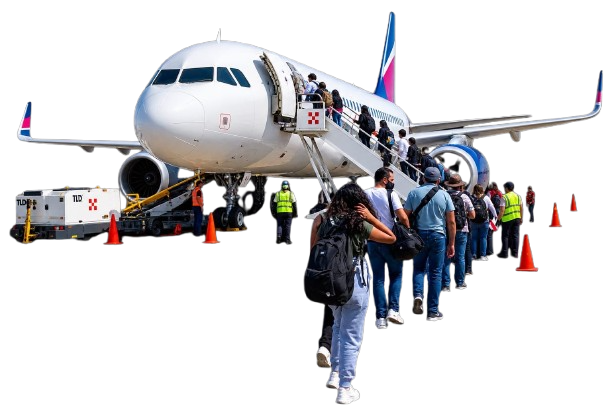 Naxian Social Adventure members boarding a flight together